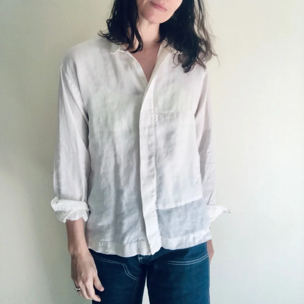 Eskandar 100% linen white button down - Picture 2 of 16